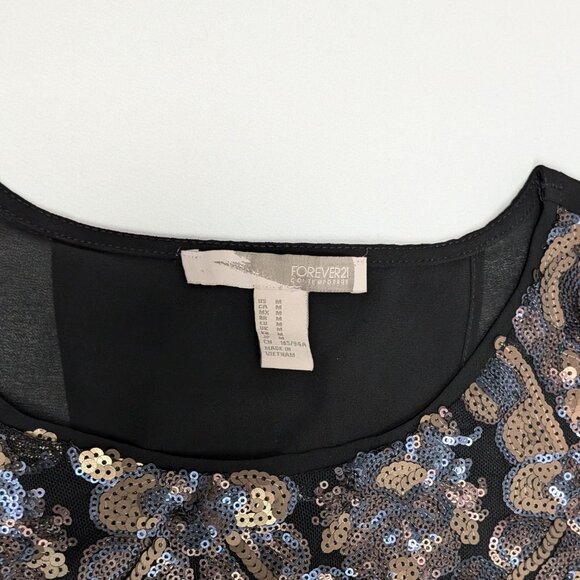 Forever21 Contemporary Open Back Sheer Black Sleeveless Tank Top Women's Sz Med - Picture 3 of 3